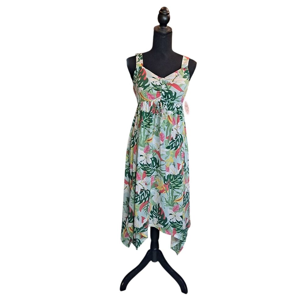 Harlow & Rose Tropical Floral Dress Juniors M Padded Bra  High Low Hem